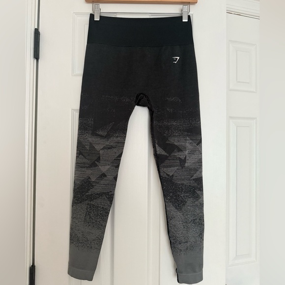 Gymshark Leggings Adapt Seamless High Rise Black Gray Gradient Geo Medium - Picture 4 of 5